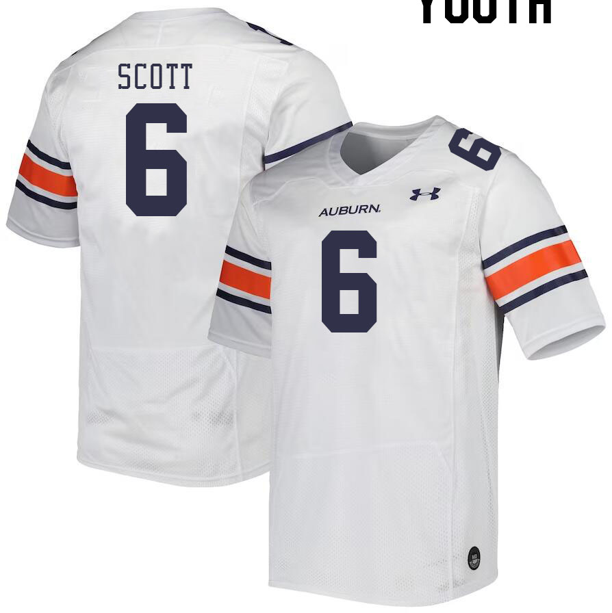 Youth #6 Keionte Scott Auburn Tigers College Football Jerseys Stitched-White - Click Image to Close